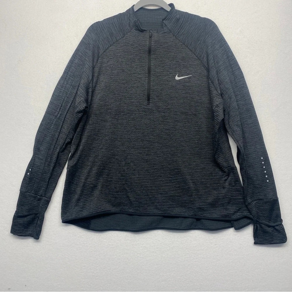 Nike Gray Micro Grid Sweater 1/4 Zip ELEMENT THERMA-SPHERE Sweatshirt Pullover - Picture 1 of 8
